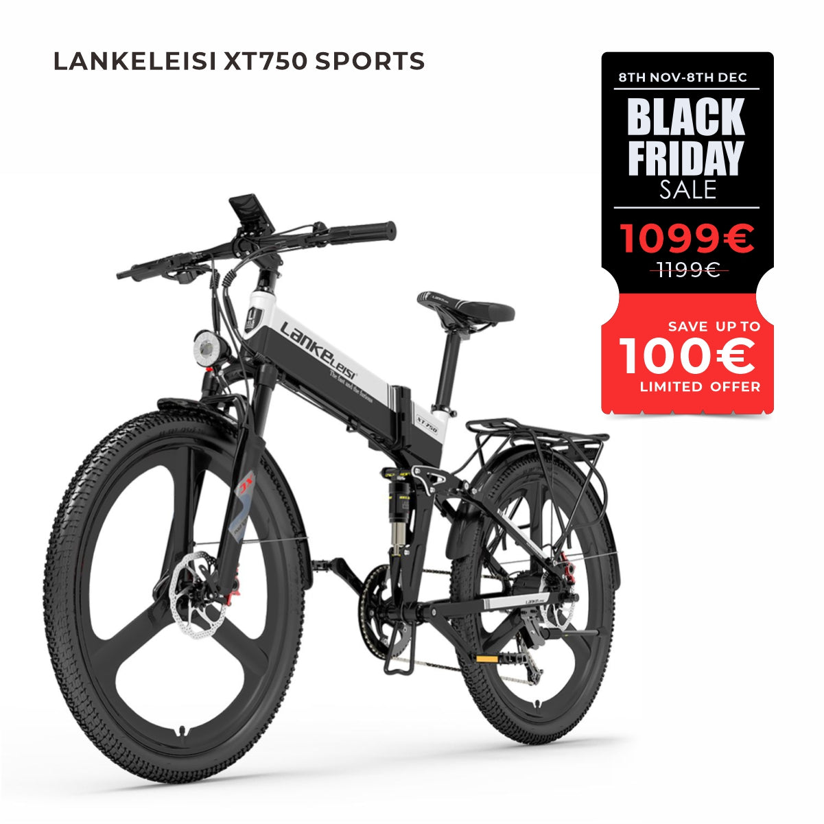 Vélo pliant électrique LANKELEISI XT750 Sports (nouveau pour décembre 2023)